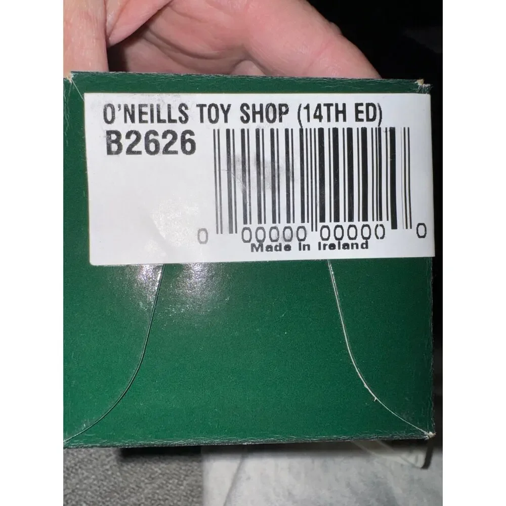 NWB Vintage Irish Belleek Porcelain Christmas ornament O'Neill's toy shop in Box